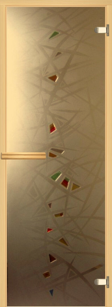 Дверь для бани АКМА АРТ с Фьюзингом ЛЁД 7х19 (8 мм, коробка липа)