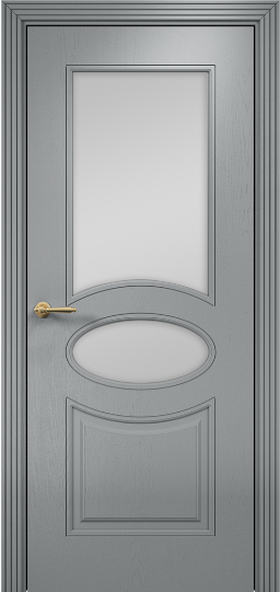 Дверь Оникс Эллипс фрезерованное Цвет:Эмаль по RAL7040 МДФ Остекление:Сатинат белый