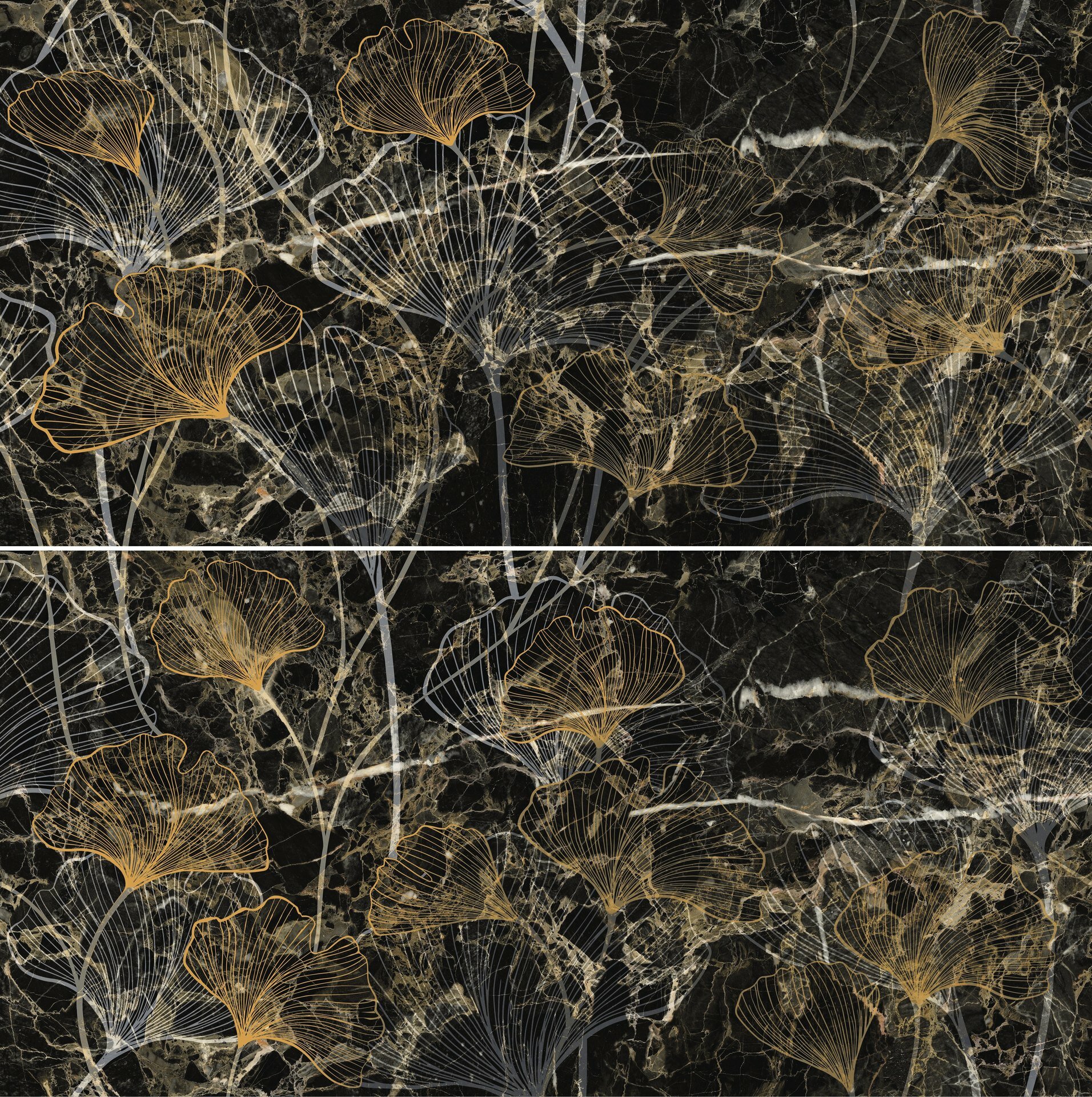 Плитка керамогранит Ape Golden-Black A036889_Decorset(2)_Ginkgo_Black ( шт)