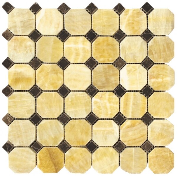 Мозаика каменная Natural 7M073+7M076-BP Octagon оникс,мрам,желтый,коричн,глянц,30.5x30.5