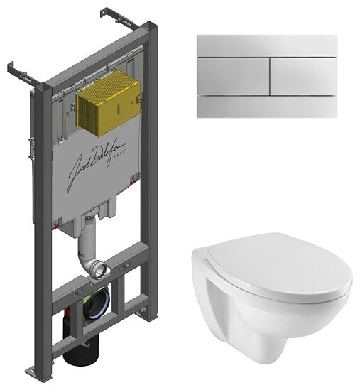 Унитаз с инсталляцией подвесной Jacob Delafon Patio EDV102-00+E29025-NF+E4316-CP