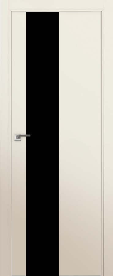 Двери ProfilDoors Серия Е модель 5Е Цвет:Магнолия Сатинат Остекление:Чёрный лак Тип:кромка матовый алюминий с 4х сторон