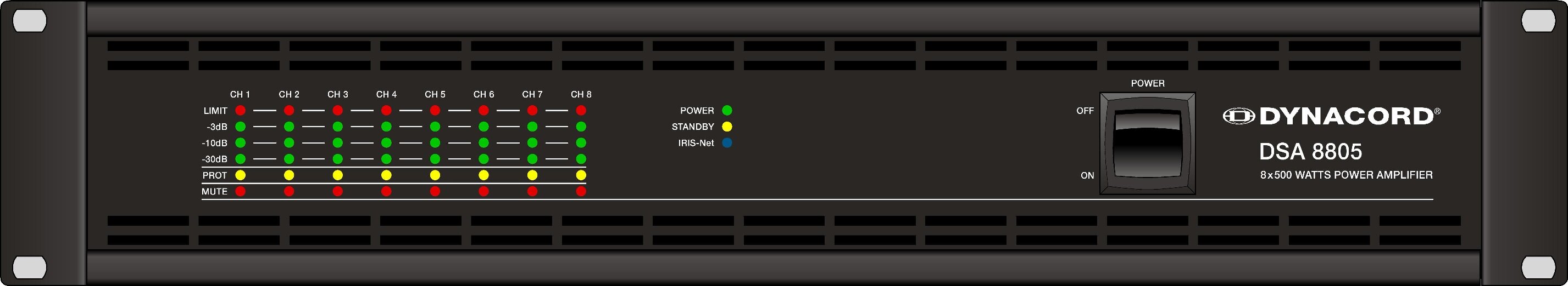 Dynacord DSA 8805 инсталляционный усилитель мощности, 8 каналов, 500 Вт @ 2 Ом, 13,9 кг