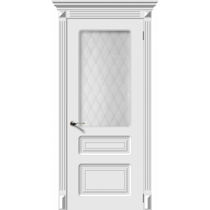 Межкомнатные двери эмаль Трио , Цвет - Белый, Тип - Остекление quot;Белое матовое Кристаллquot;, Размер 2000*900