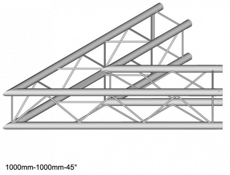 Dura Truss DT 24 C19-L45 узел стыковочный двухлучевой - угол, 45°, сечение 220 х 220 мм, длина сторон 100 см