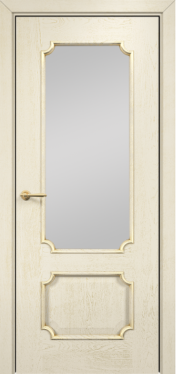 Дверь Оникс модель Палермо Цвет:эмаль слоновая кость патина золото Остекление:Сатинат белый