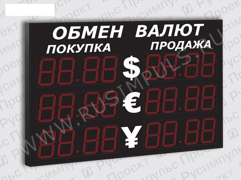 Уличные табло курсов валют РусИмпульс Импульс-321-3х2xZ4