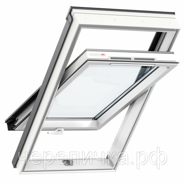 Мансардное окно Velux Cтандарт WhiteLine GLP 0073BIS SR06(114*118), ручка снизу, белый пластик