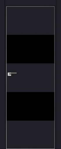 Двери ProfilDoors Серия Е модель 10Е Цвет:Чёрный матовый Остекление:Чёрный лак Тип:кромка матовый алюминий с 4х сторон