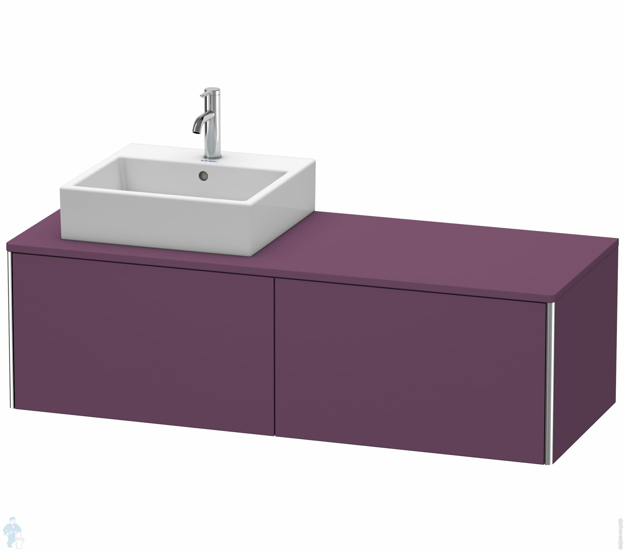 Тумба под раковину слева Duravit XSquare 1400х400х548 подвесная, 2 ящика, лиловый XS4903L9494