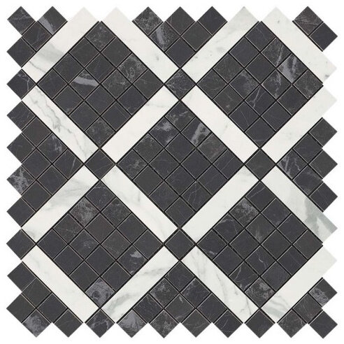 Мозаика Atlas Concorde Marvel Pro Noir Mix Diagonal Mosaic Noir+Statuario Select 30,5x30,5 9MVH, м²