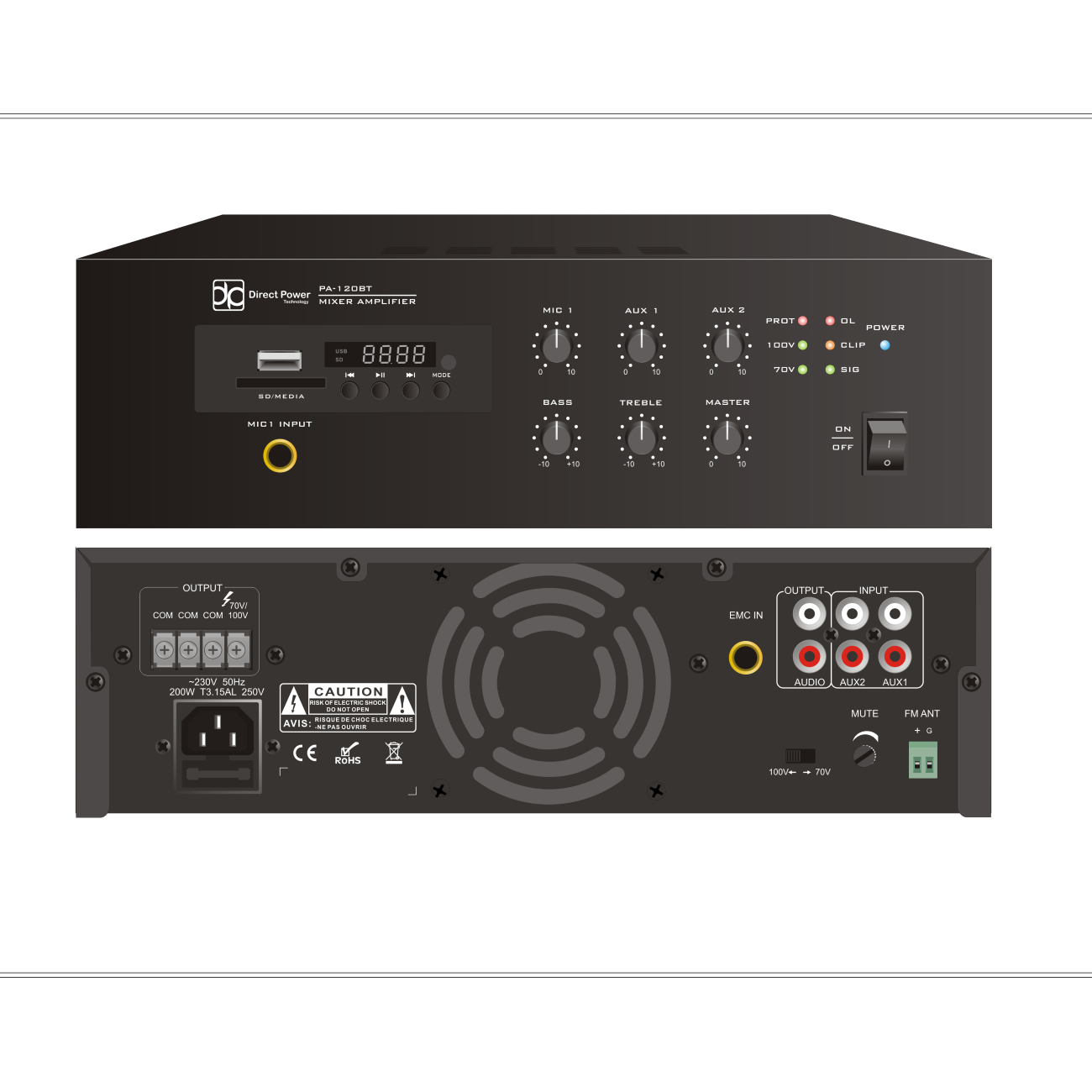 Трансляционные усилители 100В DP Technology PA-120BT