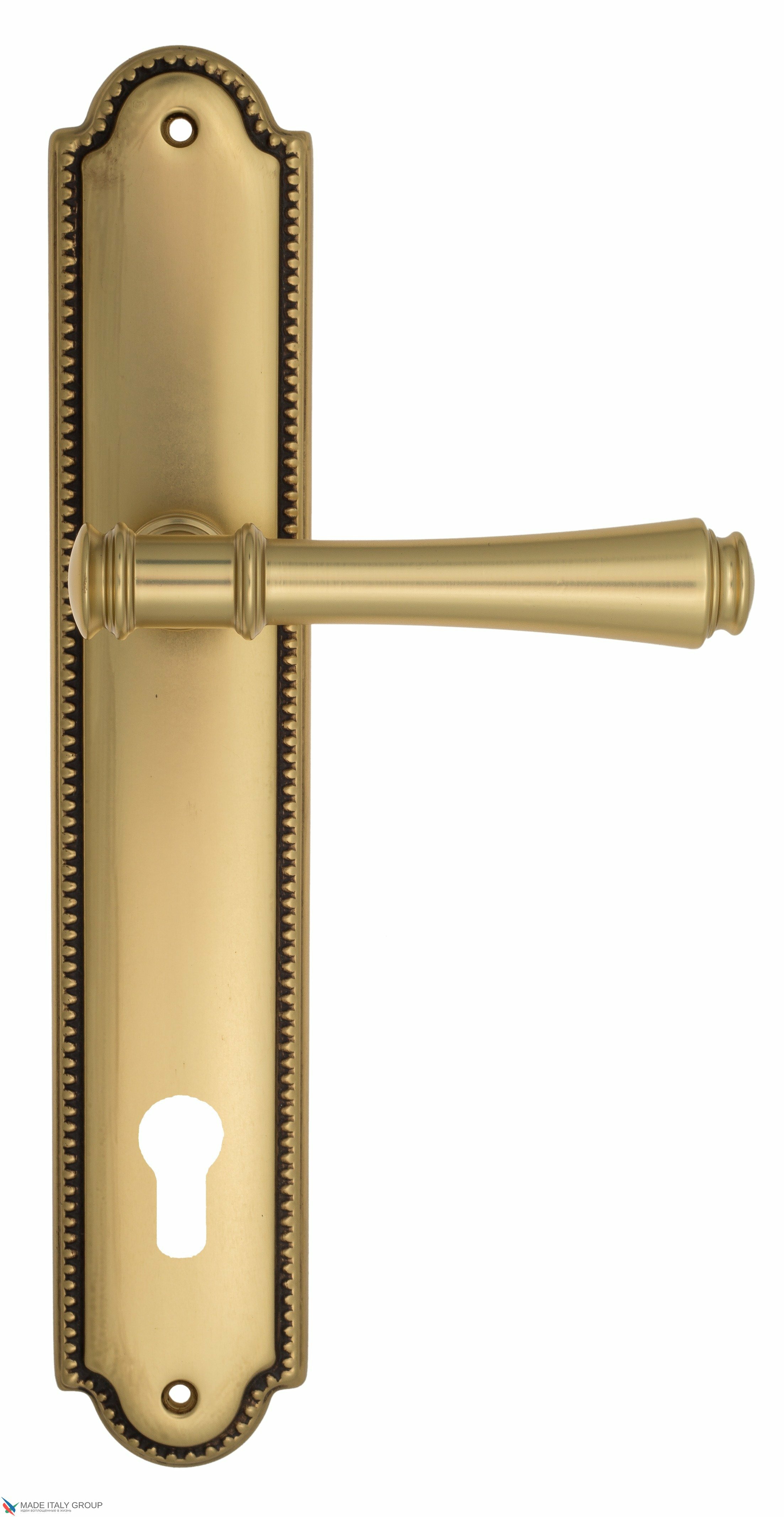 Дверная ручка Venezia quot;CALLISTOquot; CYL на планке PL98 французское золото + коричневый