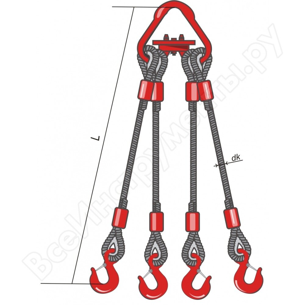 Четырехветвевой канатный строп КантаПлюс о4СК-8,0/4,0м