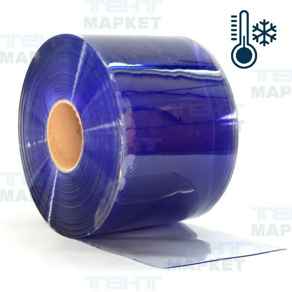 Морозостойкая прозрачная плёнка ПВХ 3 мм (3000 мкм) для полосовых завес, рулон 300 мм х 50 м.п.