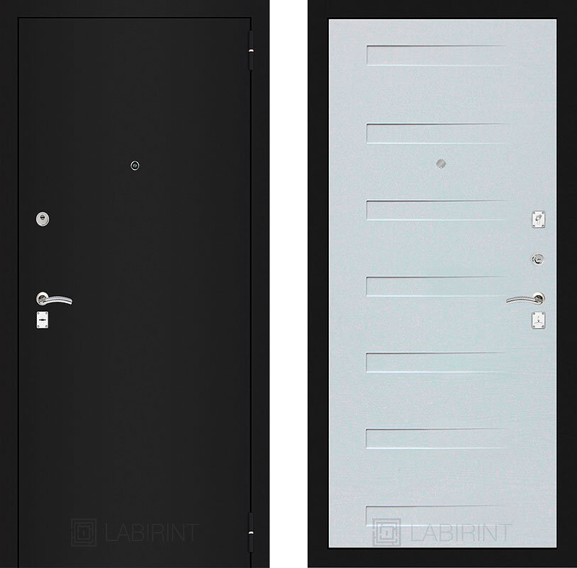 Дверь Лабиринт (LABIRINT) Классик шагрень черная 14 Дуб кантри белый горизонтальный