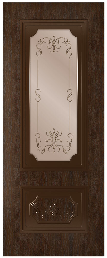 Межкомнатная дверь Стародуб серия 7 модель 78 каштан стекло сатинат бронза рис. 1