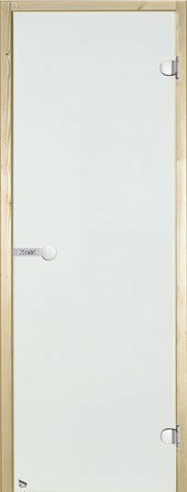 Дверь для сауны Harvia 8х19 (стеклянная, прозрачная, коробка сосна), D81904M