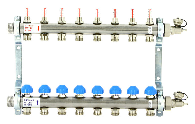 Коллектор распределительный Uni-Fitt Н 1 8 выходов, с расходомерами и термостатическими вентилями 455W4308quot;