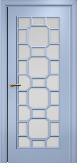 Дверь Оникс Турин с решеткой Тип:Со стеклом Цвет:эмаль голубая мдф Решетка:Решетка №3