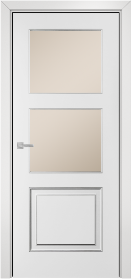 Дверь Оникс Милан фрезерованный Цвет:эмаль белая по ясеню Остекление:Сатинат бронза