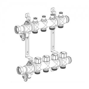 Коллекторная группа ELSEN EMi02 - 1quot; на 10 контуров 3/4quot; (с вентилями)