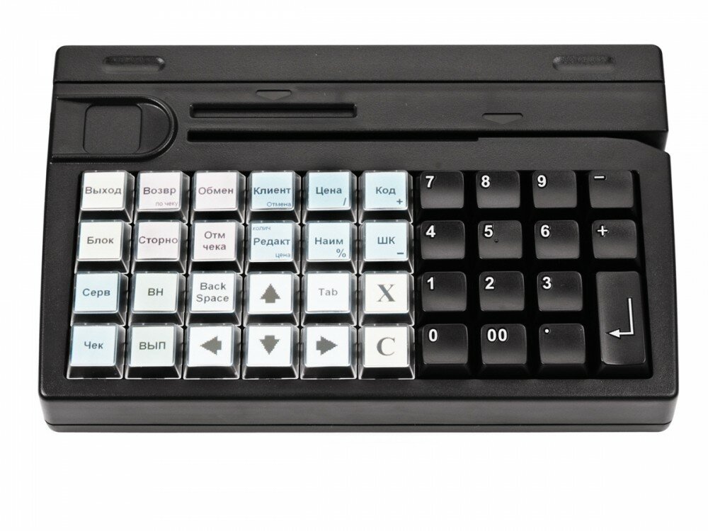 Программируемая клавиатура Posiflex KB-4000U-B черная c ридером магнитных карт на 1-3 дорожки, USB (22720) Posiflex KB-4000