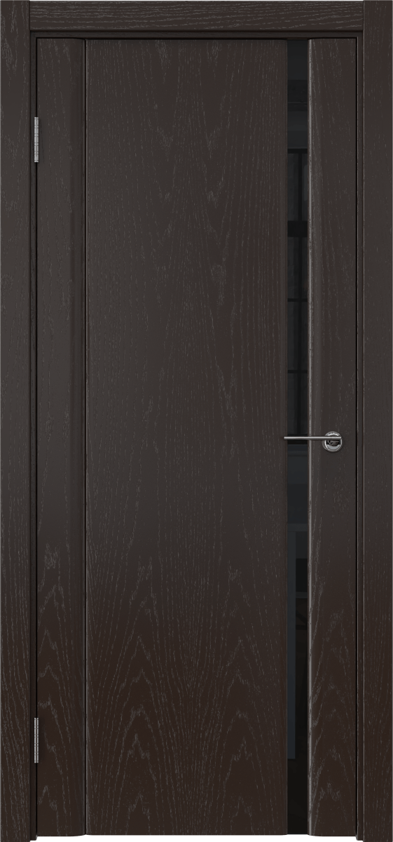 Комплект двери с коробкой GM015 (шпон ясень темный, стекло триплекс черный)