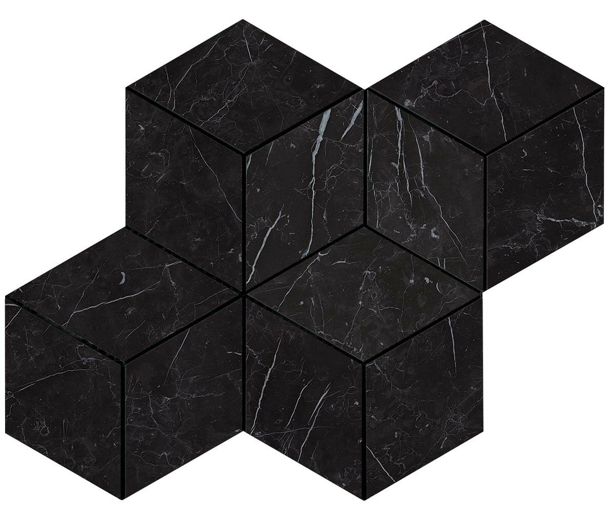 Плитка Atlas Concorde Marvel Stone Marvel Nero Marquina Mosaico Esag. Lapp. AS2K 30x35 Неглазурованный