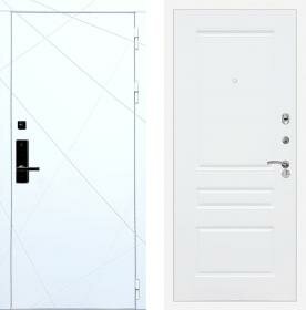 Дверь входная (стальная, металлическая) Баяр 1 ФЛ-291 Белый ФЛ-243 quot;Силк сноуquot; с биометрическим замком (электронный, отпирание по отпечатку пальца)