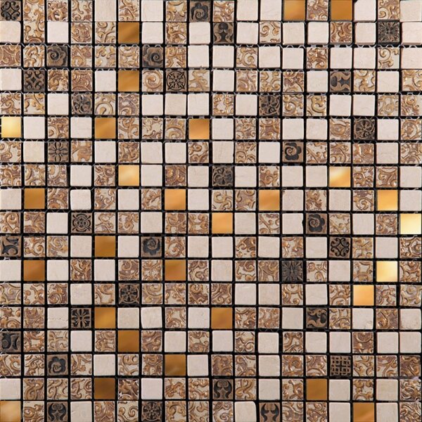 Мозаика микс стеклянная и каменная Natural BDC-1503 Inka стек,мрам,агломерат,беж,золот,микс,29.8x29.8