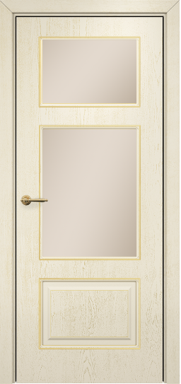 Дверь Оникс Прованс фрезерованный Цвет:эмаль слоновая кость патина золото Остекление:Сатинат бронза