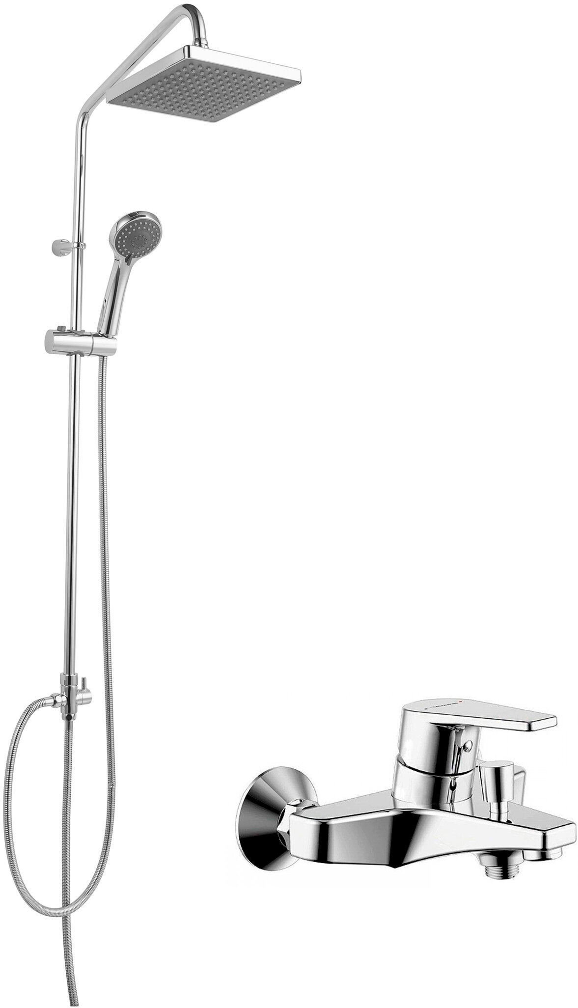 Комплект для ванной Смеситель Bravat Line F65299C-1 для ванны с душем + Душевая стойка Bravat Fit D