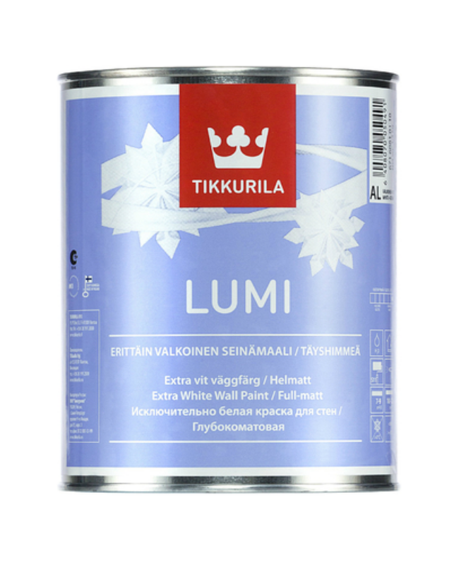 Глубокоматовая белоснежная для стен и потолков Tikkurila Lumi (Тиккурила Люми) 9 литров