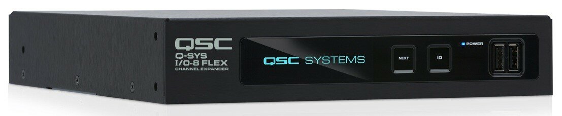 QSC IO-8 Flex опция: 8 индивидуальных каналов Q-SYS 8x8 GPIO, 1x RS232 и мост Audio-to-USB