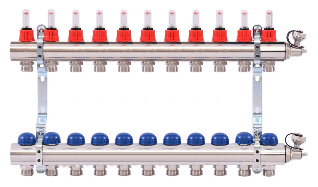 Коллектор распределительный Uni-Fitt 1 11 выходов, с расходомерами и термостатическими вентилями 440E4311quot;