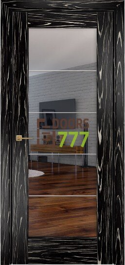 Дверь Оникс модель Техно Цвет:Черный эбен Остекление:Зеркало