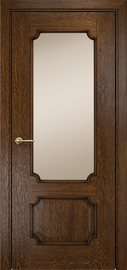 Дверь Оникс модель Палермо Цвет:Дуб Коньяк Остекление:Сатинат бронза