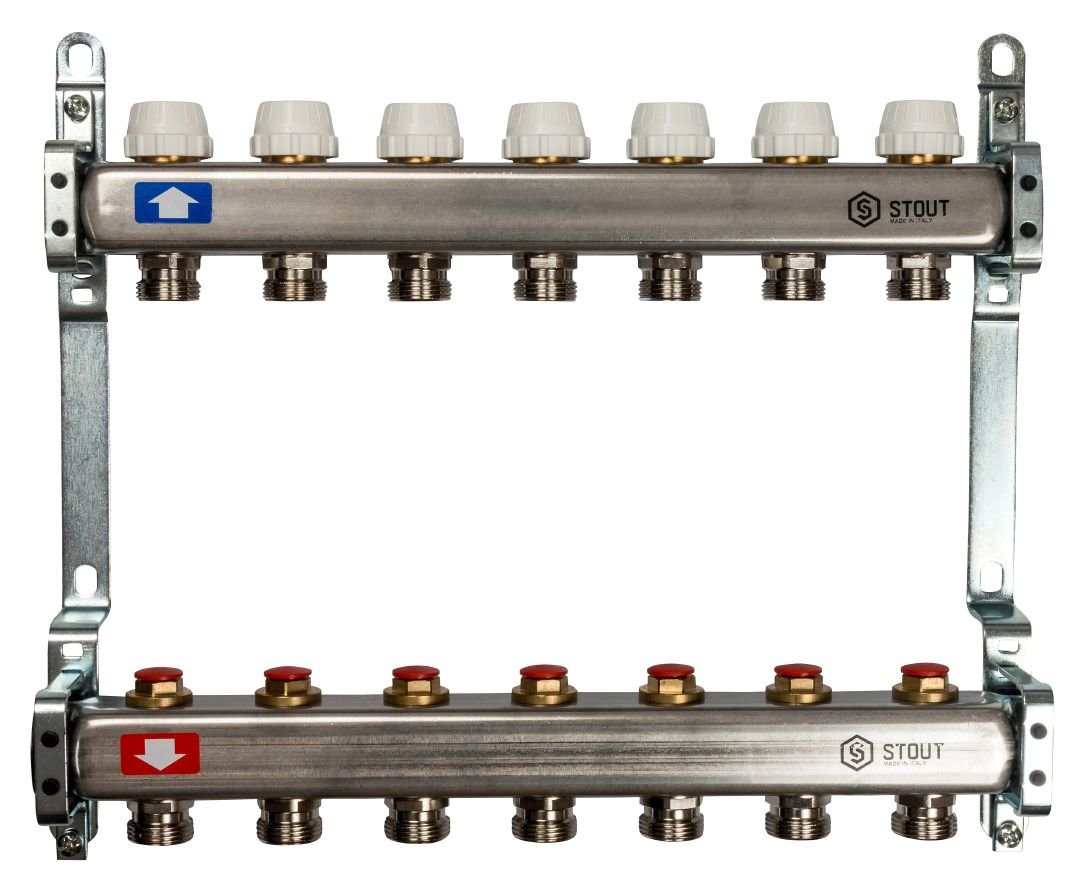 Коллектор STOUT из нержавеющей стали без расходомеров 7 выходов SMS 0922 000007