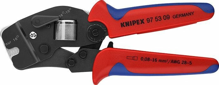 Пресс-клещи Knipex AWG 28-7+5, для контактных гильз, KN-975309, красный, синий