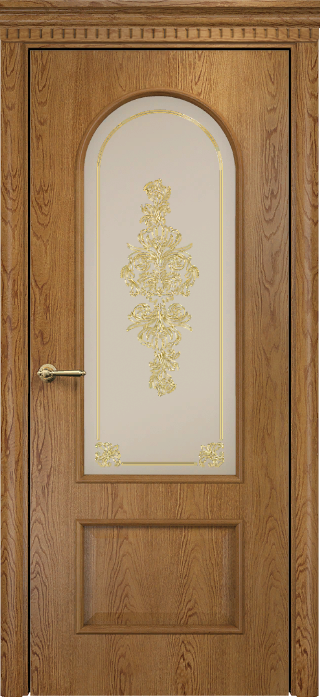 Оникс / Фортрез Межкомнатные двери шпон Арка со стеклом Цвет: дуб золотистый