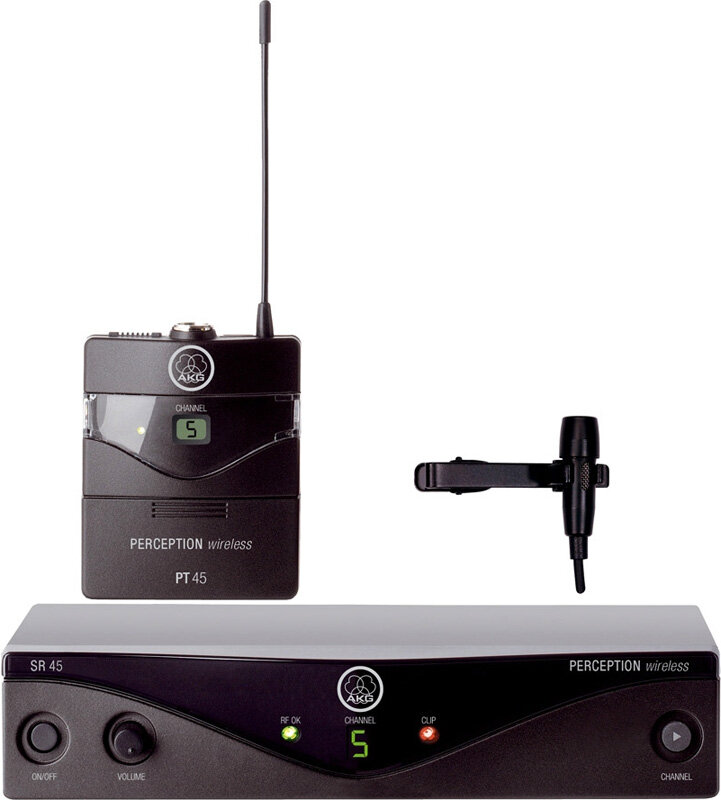 AKG Perception Wireless 45 Pres Set BD B1 (748.100-751.900) радиосистема для презентатора. 1хSR45 стационарный приёмник, 1хPT45 поясной передатчик, 1хCK99L петличный микрофон, универсальный б/п, 1хАА батарея