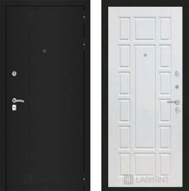 Дверь входная (стальная, металлическая) Labirint Classic quot;Шагрень чернаяquot; 12 quot;Белое деревоquot;