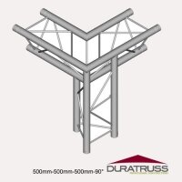 Dura Truss DT 23-С33LD Узел стыковочный 3-х лучевой, 90гр, алюминиевый, сечение 220х220мм, длина сторон 50см. Труба 35х2. Вес 3,2кг