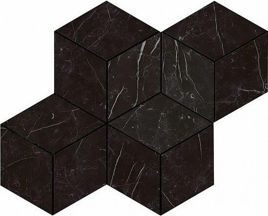 Керамогранит Atlas Concorde (Атлас Конкорд Италия) Marvel Nero Marquina Mosaico Esag. Lapp. 30х35 Marvel Stone Wall AS2K