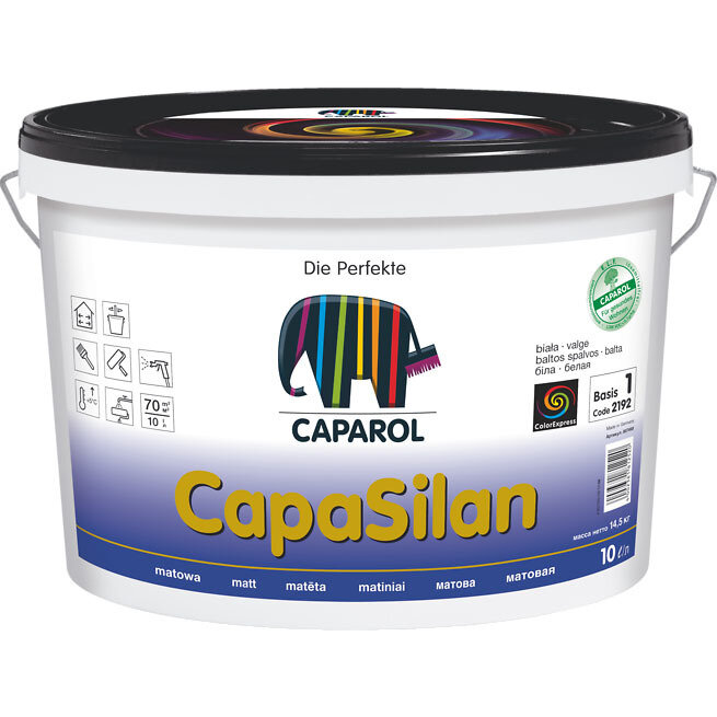 Краска водно-дисперсионная для внутренних работ Caparol CapaSilan База 1 10 л