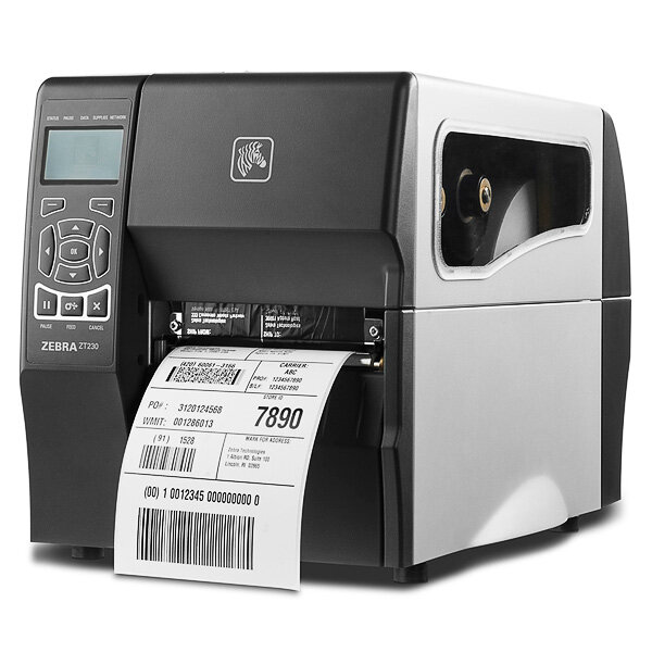 Термотрансферный принтер штрих-кода (этикеток) Zebra ZT230, 203 dpi, RS232, USB, Ethernet 10/100, отделитель+намотка подложки (ZT23042-T3E200FZ)