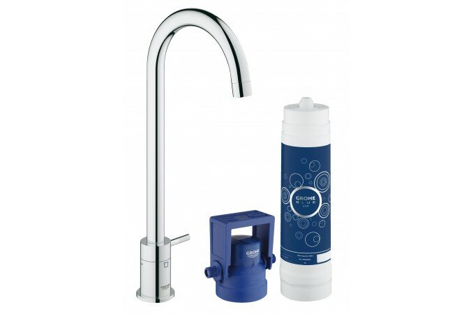 Комплект с вентилем для фильтрованной воды для кухни GROHE Blue (без смешивания) с набором для подключения, хром (31301001)