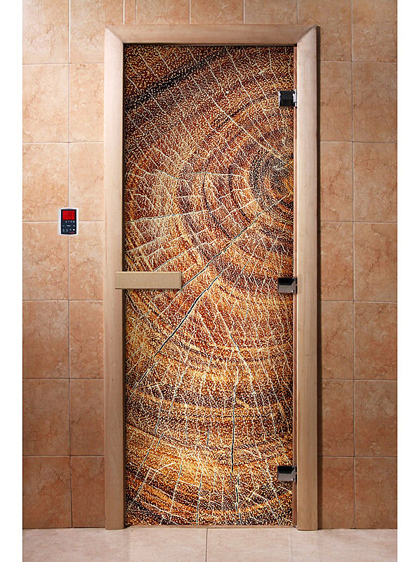 Стеклянная дверь для бани с фотопечатью A049 1900х700 мм