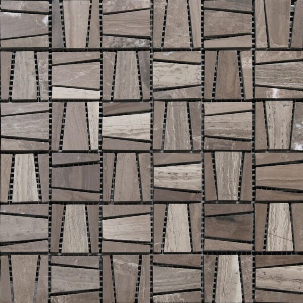Мозаика каменная Natural 7KB-P23D S-line мрамор, коричневый, глянцевая,30.5x30.5